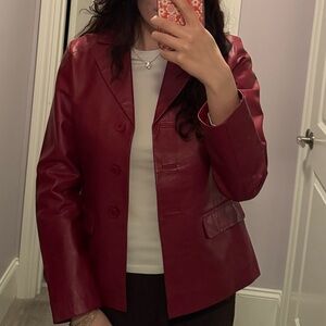 Maroon Leather Jacket/Blazer